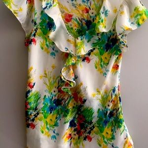 Sunny Leigh Floral Flutter Cap Sleeve Top